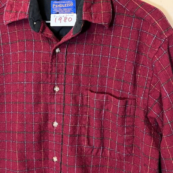 Pendleton 100% Virgin Wool Check Long Sleeve Shirt - Men's Size M - Red - Picture 2 of 11